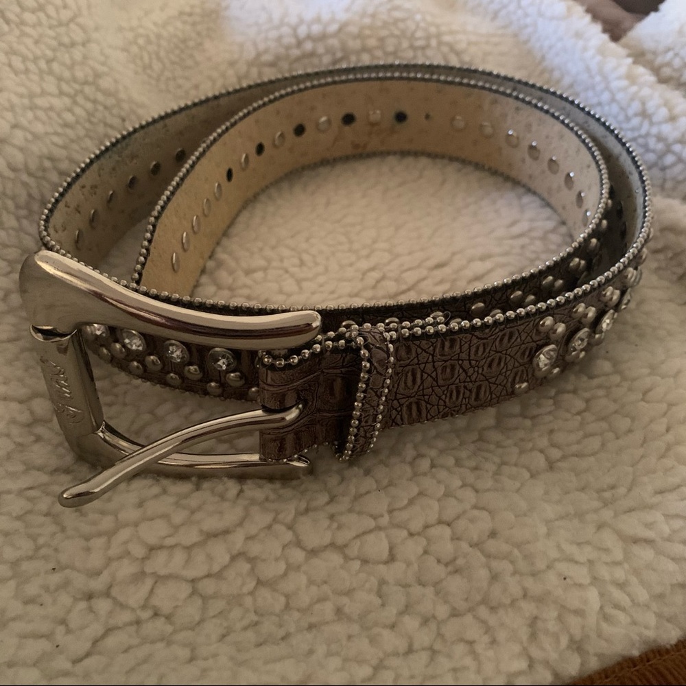 Guess brown rhinestone leather belt